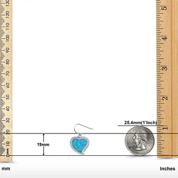 Heart Drop Dangle Earrings Lab Created Blue Opal Simulated CZ 925 Sterling Silver (19mm)